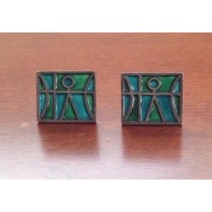 Sterling Silver Enamel Cufflinks Artwork Stick Man